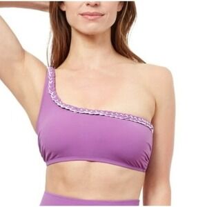 Profile by Gottex Kundala One Shoulder Braided Bikini Top Purple 8 Swim Pool NWT